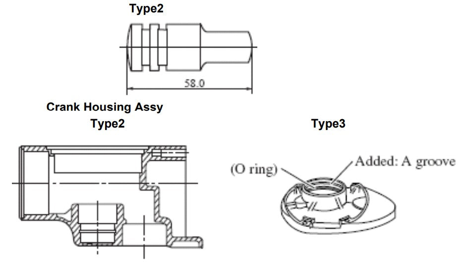 HM1100C Changes on Crank Housing Assy, etc. Type 2 & Type 3 Demolition Hammer Assembly Parts By Makita