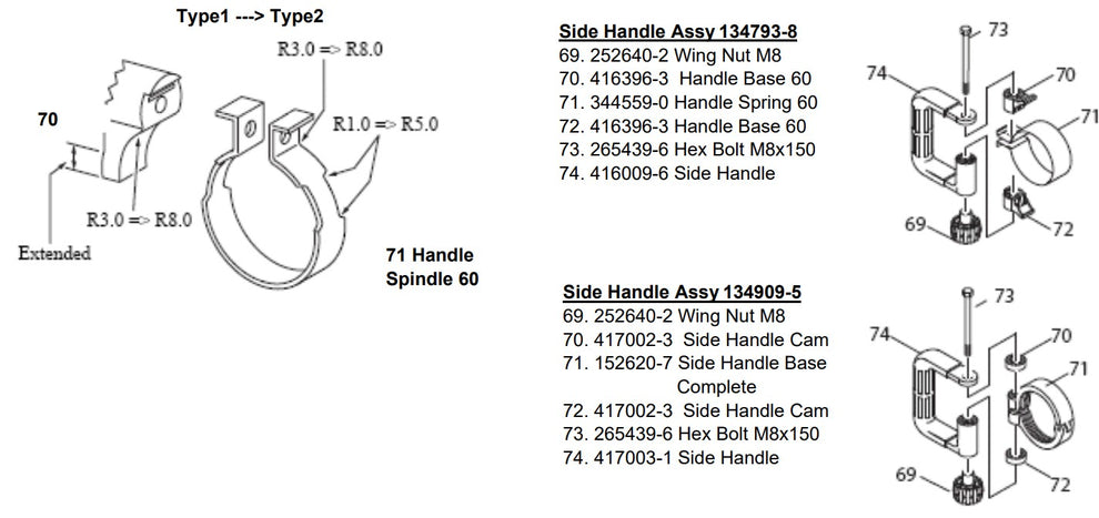 HM1100C Changes on Handle Spring and Handle Base, etc. Type 2 Demolition Hammer Assembly Parts By Makita