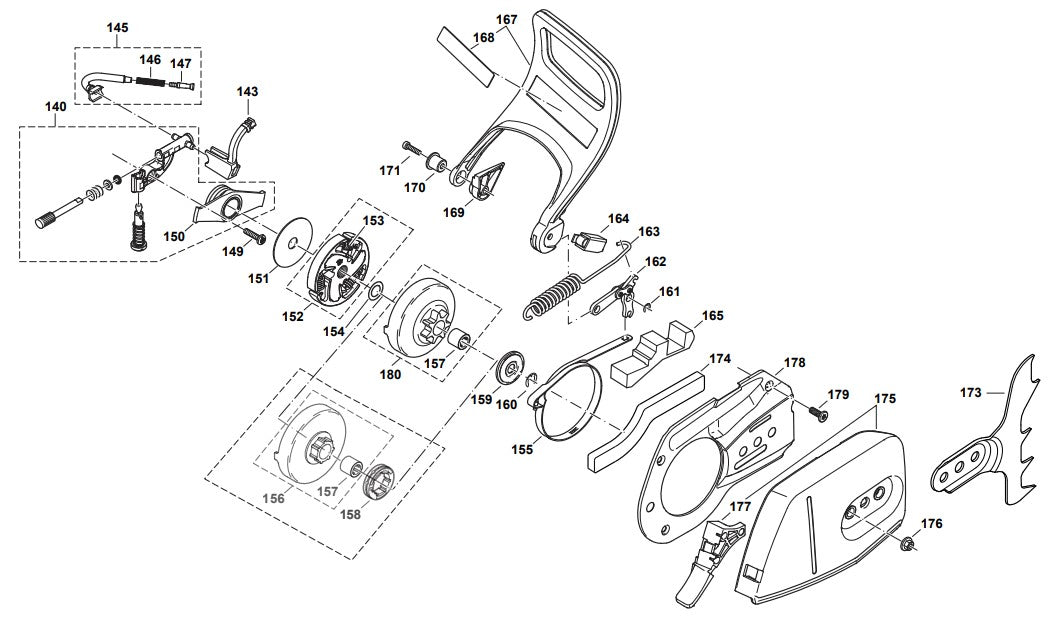 Chain Brake, Clutch, Oil Pump Assembly Parts For DCS5121REG Gas Chain Saw Parts by Makita