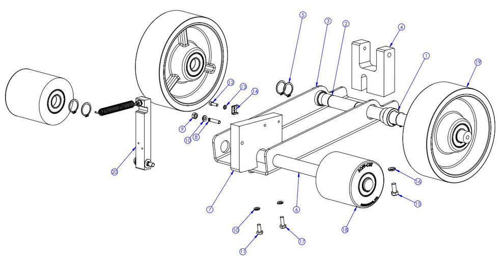 Soff Cut X750 Front Wheel Carriage Assembly Parts by Husqvarna