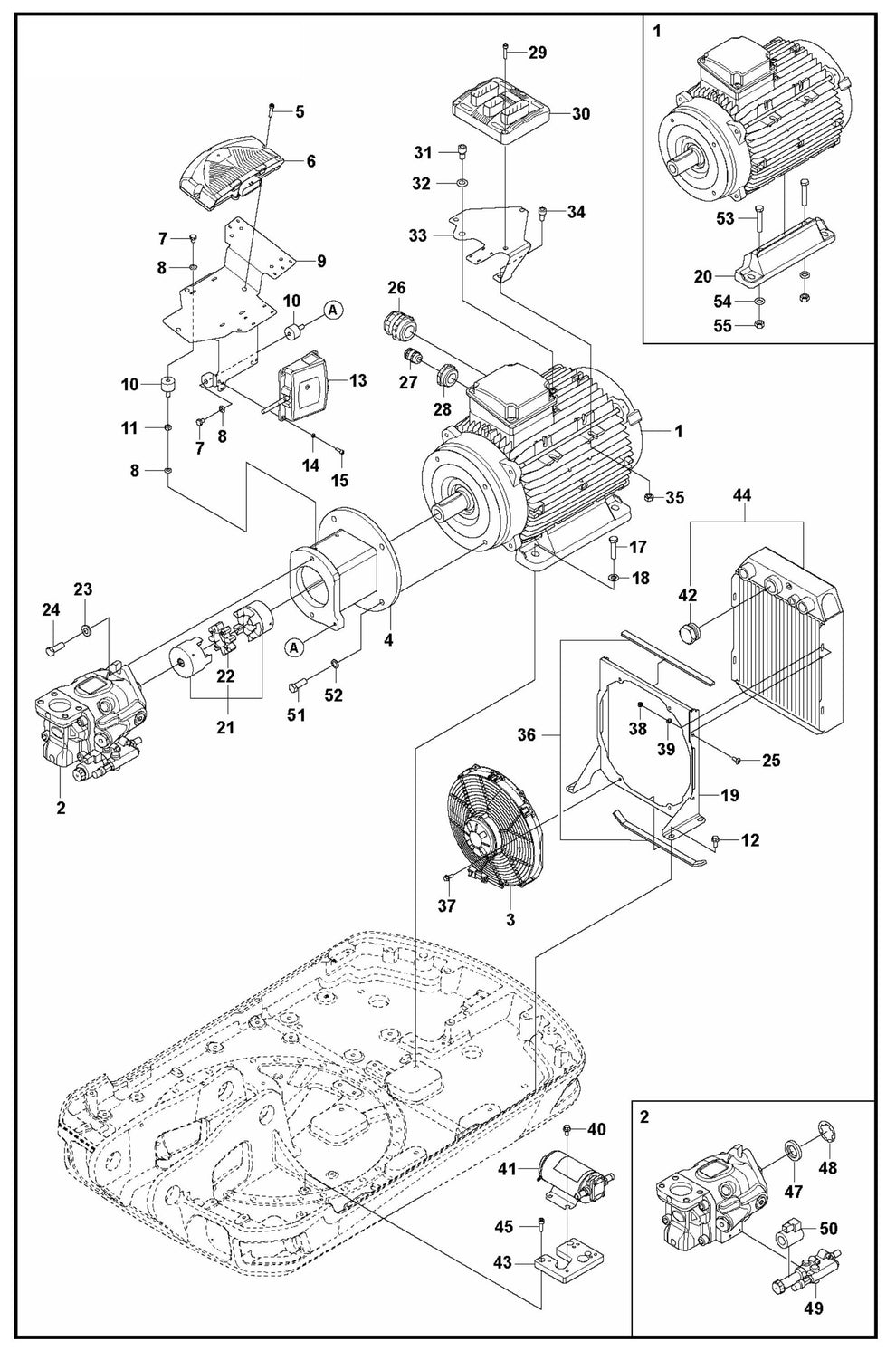 DXR 275 Hydraulic Pump - Motor Assembly Parts by Husqvarna