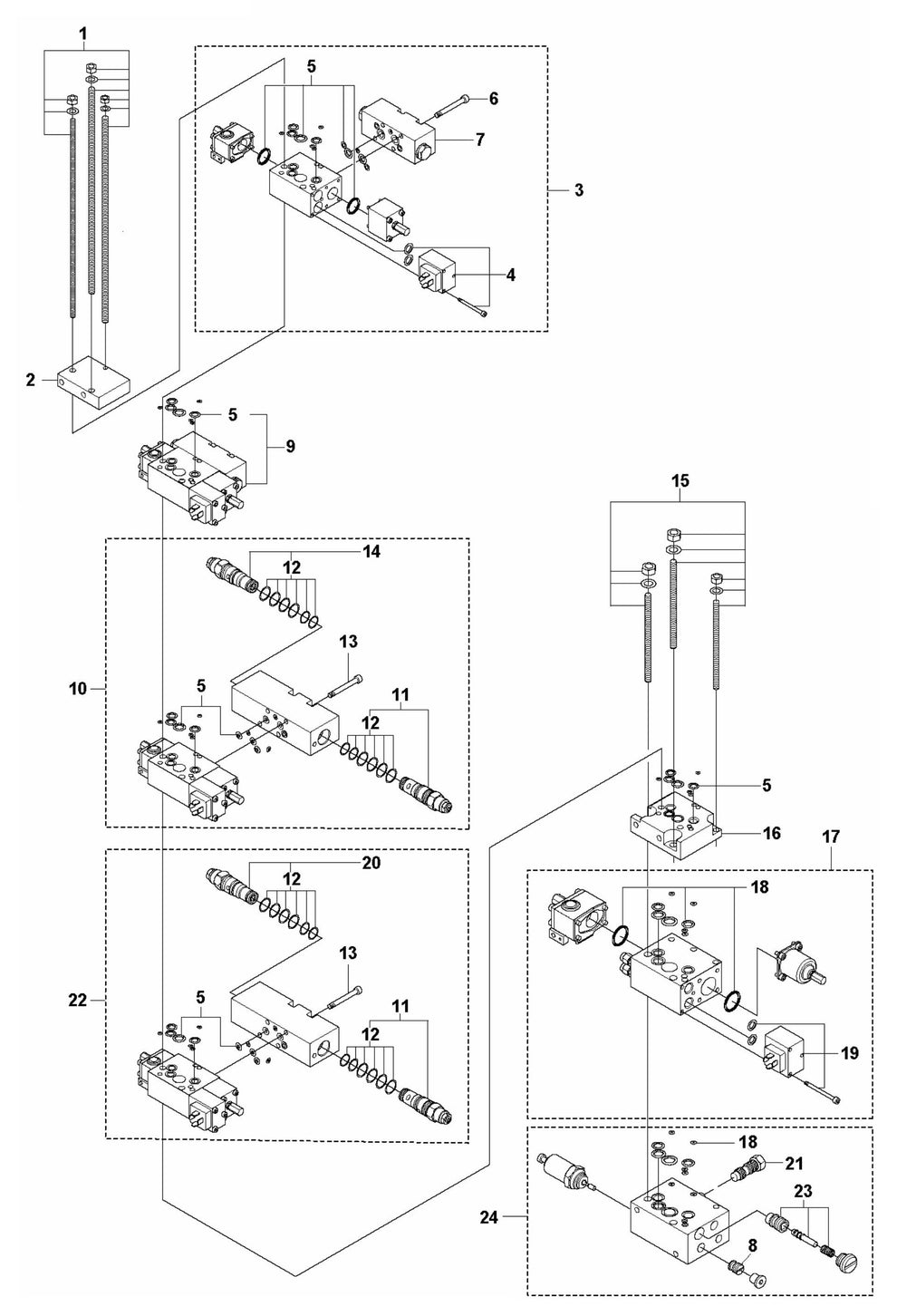 DXR 275 Hydraulic Stack Assembly-2 Parts