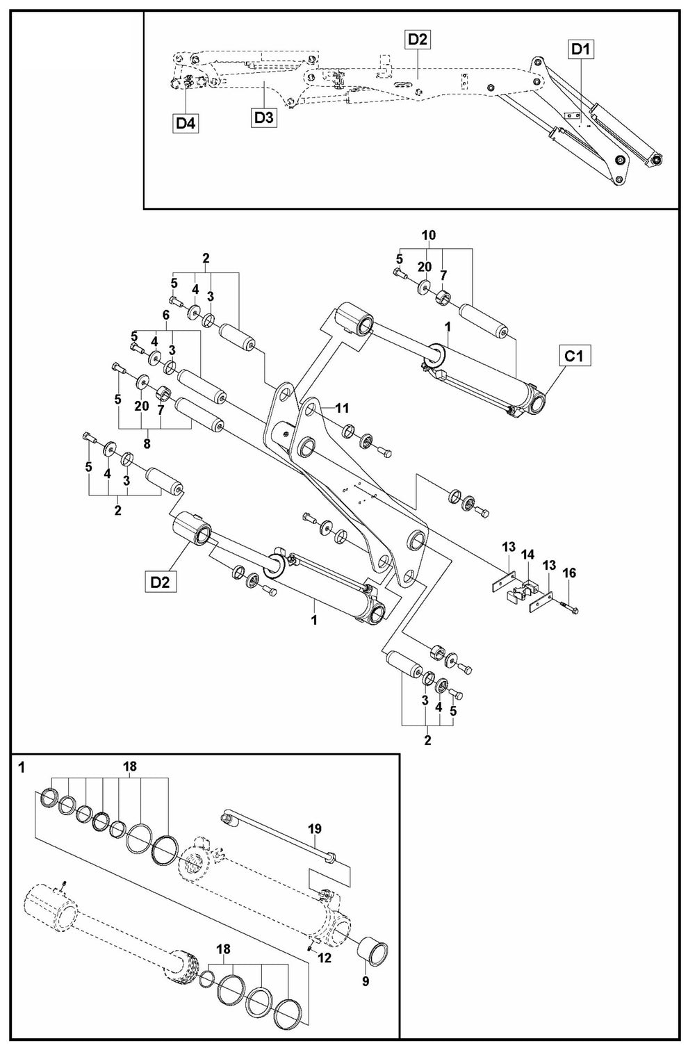 DXR 275 Arm One Assembly Parts