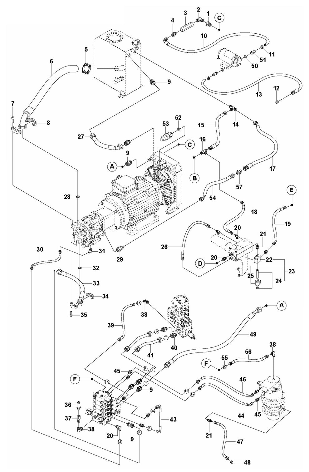 DXR 275 Hydraulic Hoses Power Pack Assembly Parts