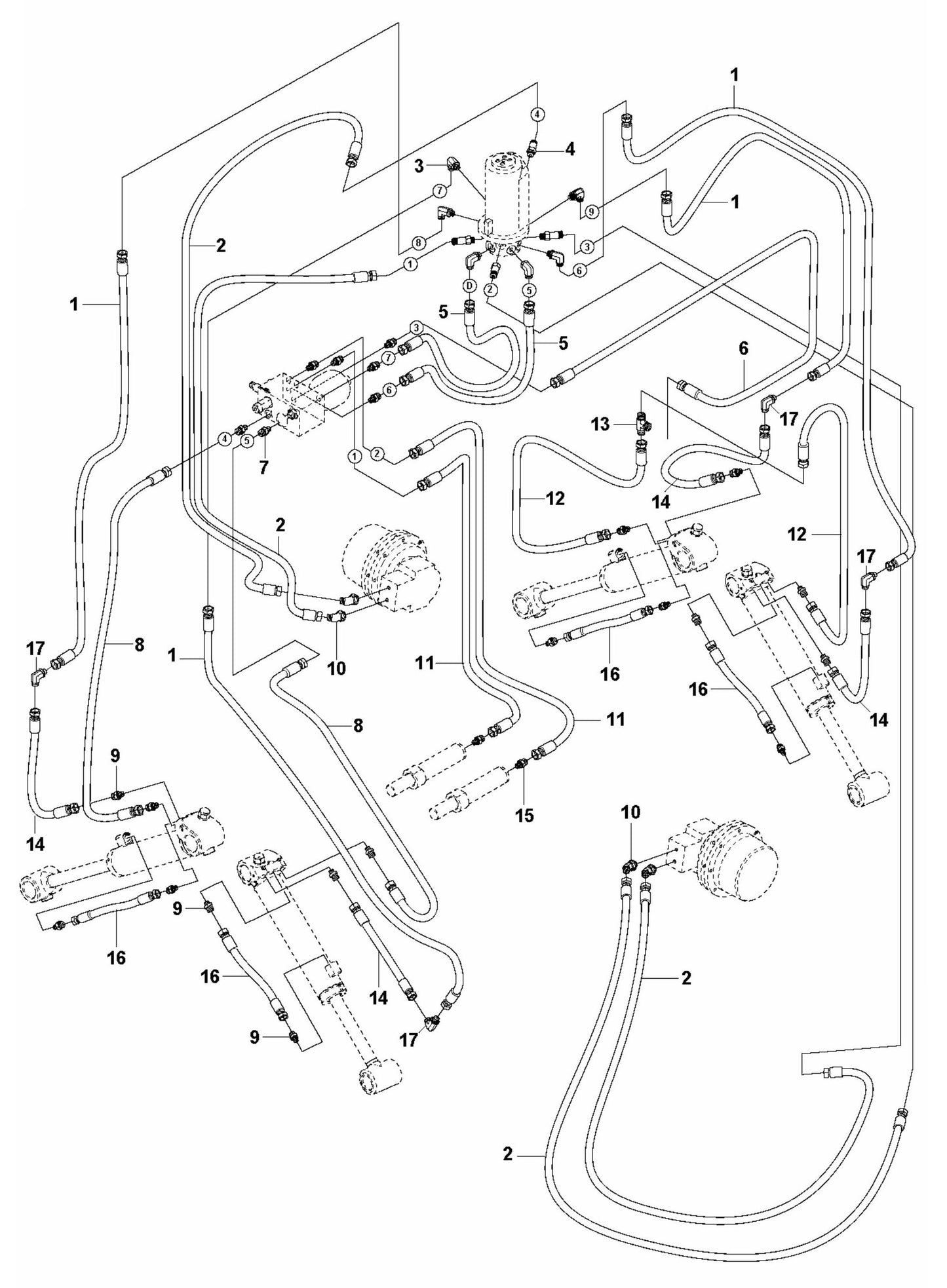 DXR 275 Hydraulic Hoses Tracks and Support Legs Assembly Parts