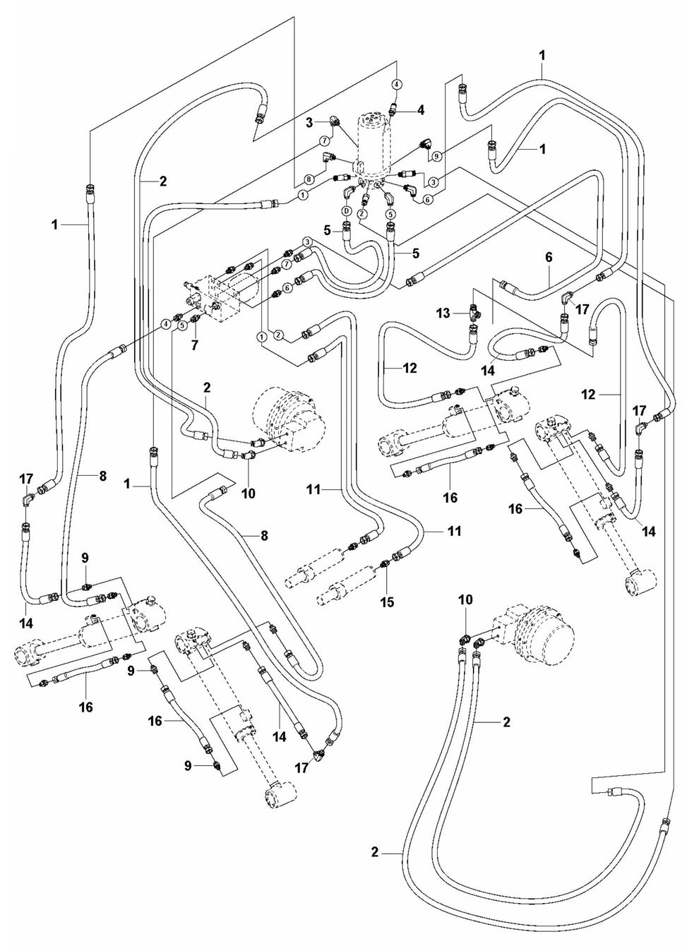 DXR 275 Hydraulic Hoses Tracks and Support Legs Assembly Parts by Husqvarna