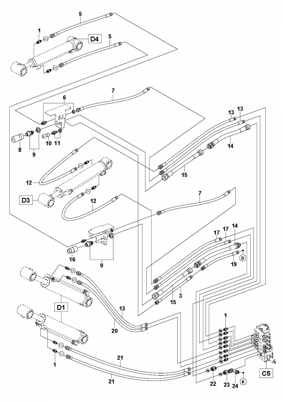 DXR 275 Hydraulic Hoses Arm Assembly Parts by Husqvarna