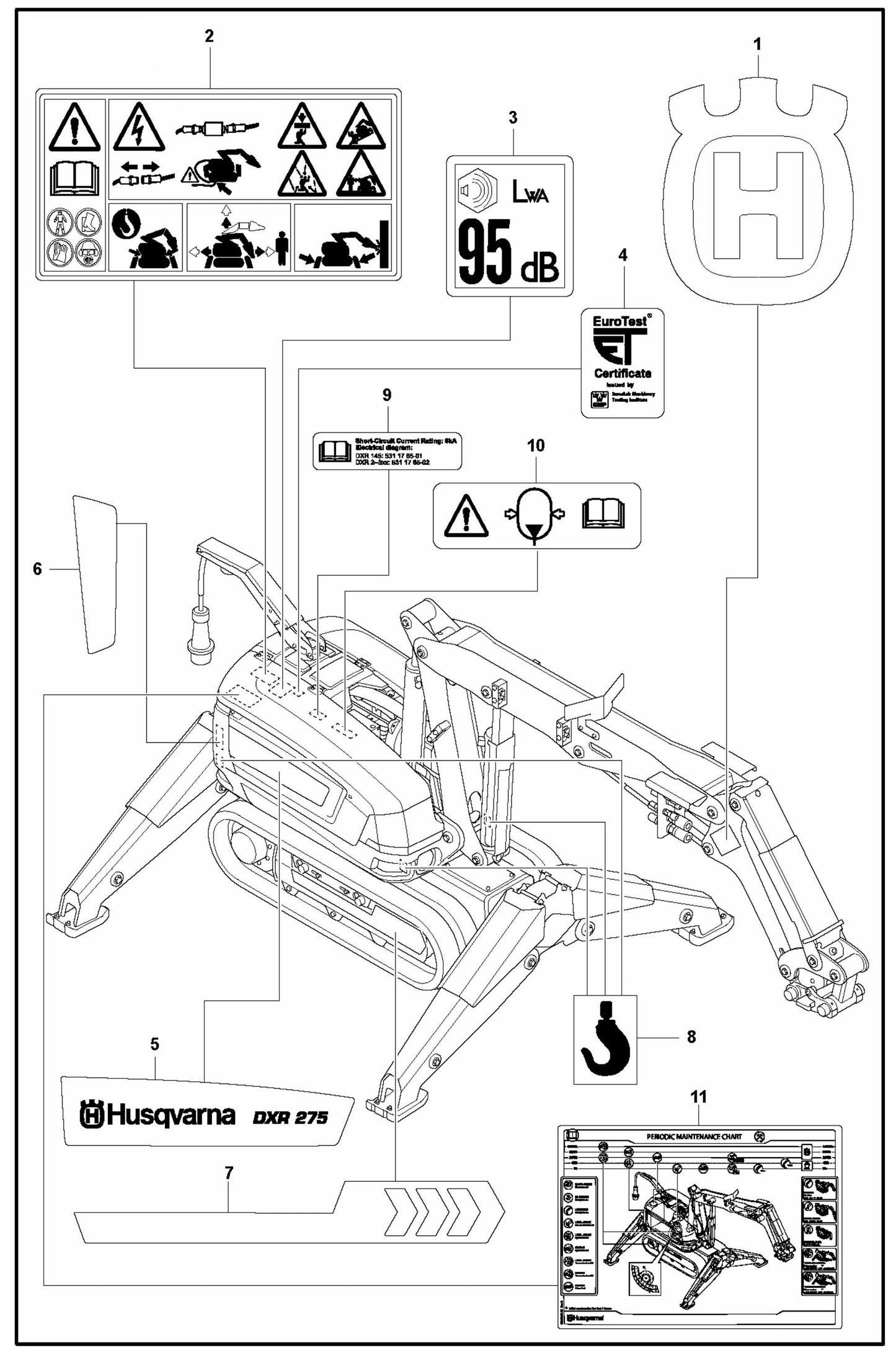 DXR 275 Decals Assembly Parts