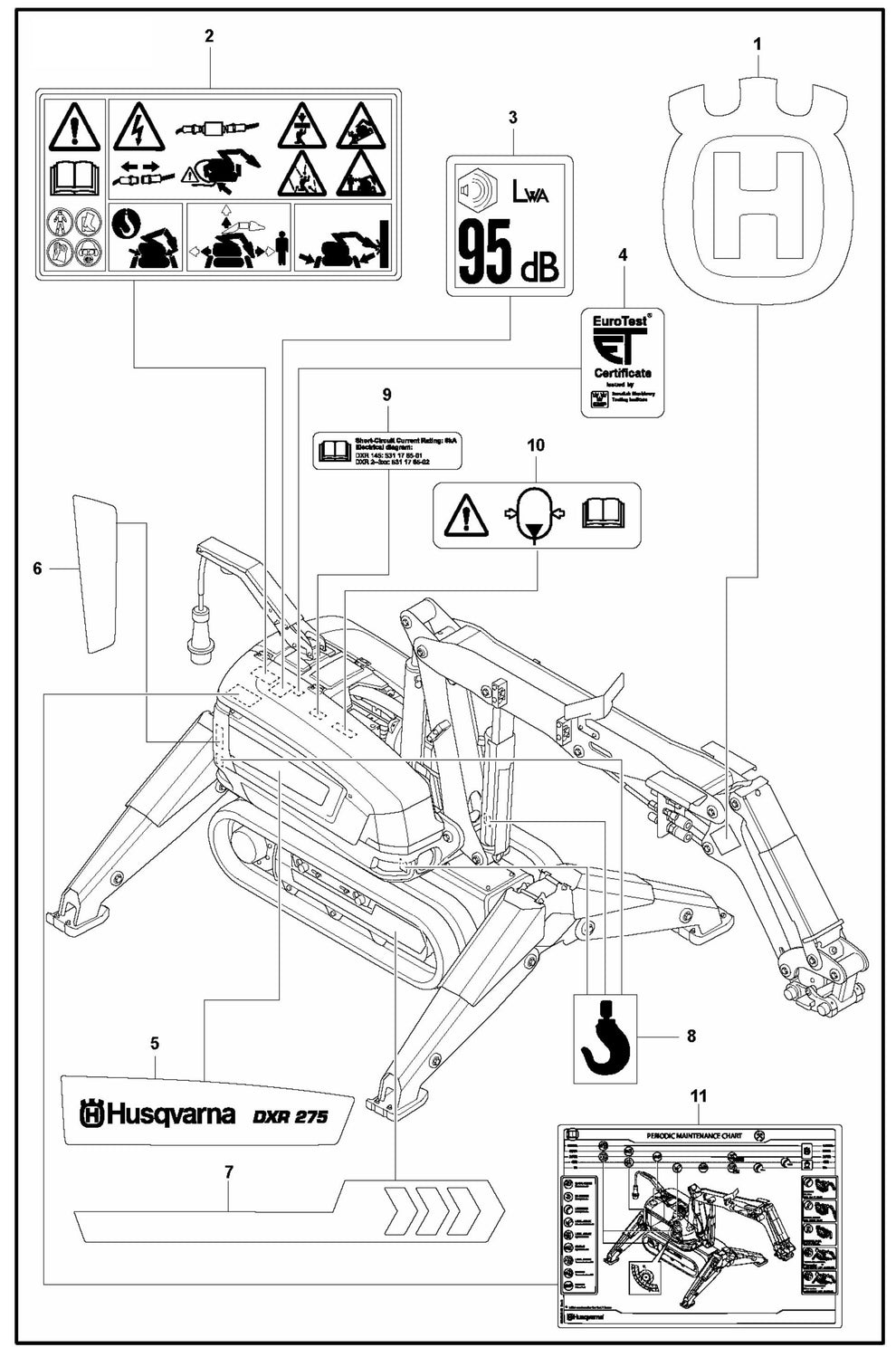 DXR 275 Decals Assembly Parts
