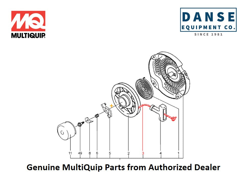 2795011008 Rope Starter EX270D20110 G-4.5R For BH90C Series Whiteman Walk-Behind Power Trowels By Multiquip