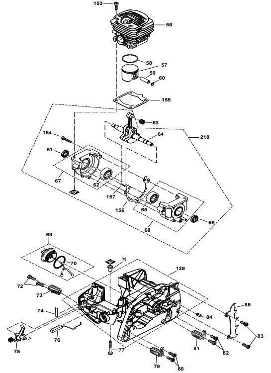 Cylinder, Piston, Crankcase Assembly Parts For EA3500SRDB Gas Chain Saw Parts by Makita