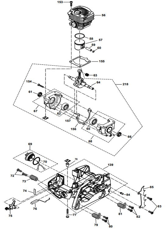 Cylinder, Piston, Crankcase Assembly Parts For EA3500SRDB Gas Chain Saw Parts by Makita
