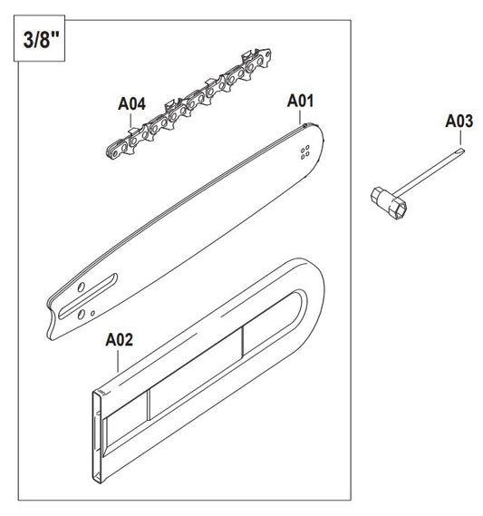 Bar, Chain Assembly Parts For EA3601FRDB Gas Chain Saw Parts by Makita