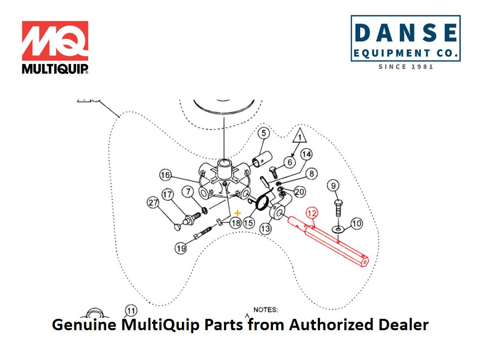 2827, 2827-1 Arm Extended (16-1/2") For BH90C-Series Whiteman Walk-Behind Power Trowels By Multiquip