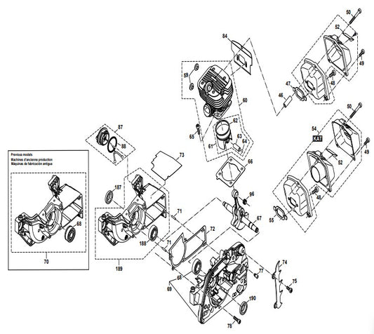 Cylinder, Piston, Crankcase, Muffler Assembly Parts For EA4300F40B, EA4300FRDB Gas Chain Saw Parts by Makita