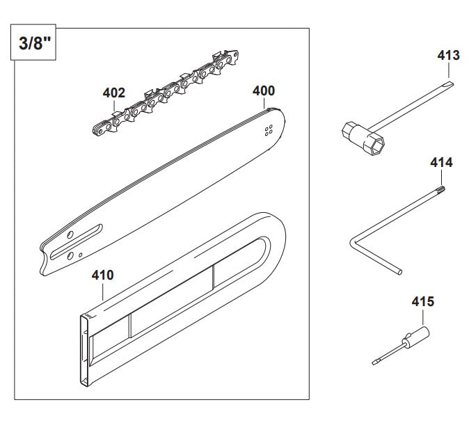 Bar, Chain, Accessories Assembly Parts EA4300FRDB, EA4300F40B Gas Chain Saw Parts by Makita