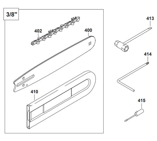 Bar, Chain, Accessories Assembly Parts EA4300FRDB, EA4300F40B Gas Chain Saw Parts by Makita