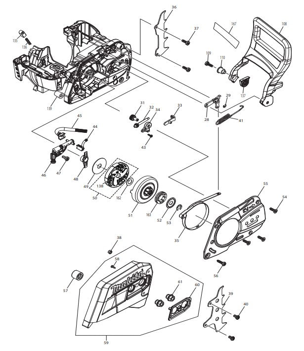Oil Pump, Chain Brake, Clutch Assembly Parts For EA5600FREG, EA5600FRGG Gas Chain Saw Parts by Makita