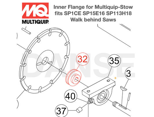 28811-001 Flange, Inner for SP1CE13H18 SP1 CE 13H18 Walk behind Flat Concrete Saw by Multiquip
