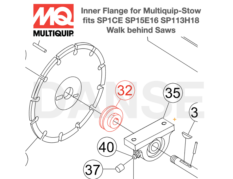 28811-001 Flange, Inner for SP1CE13H18 SP1 CE 13H18 Walk behind Flat Concrete Saw by Multiquip