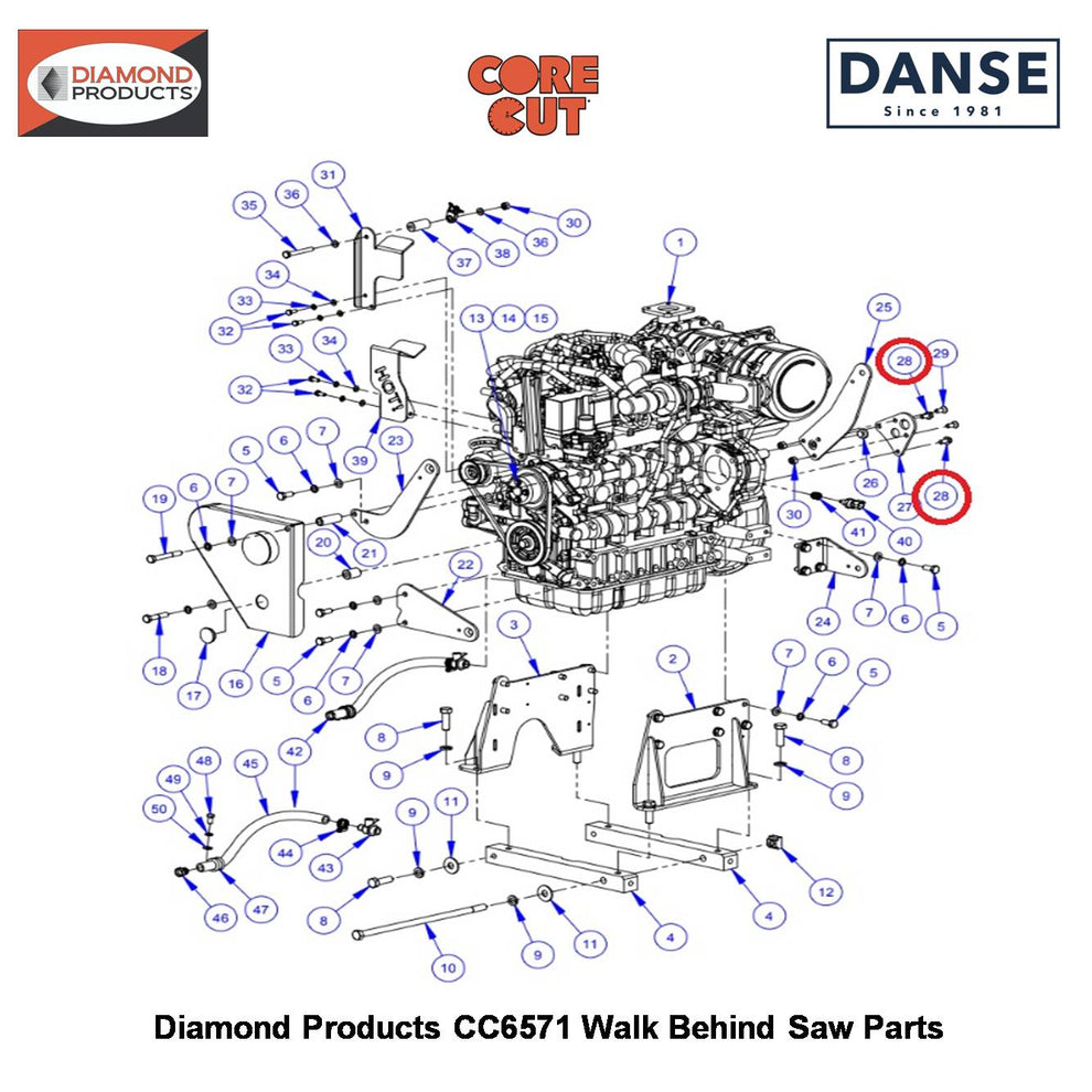 M10-1.25 X 20 Flange Bolt 2901394 Fits Core Cut CC6571 Walk Behind Saw By Diamond Products