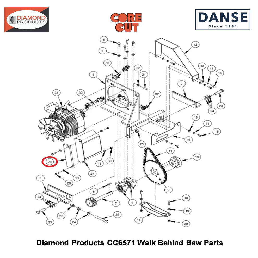 Spacer 3/8" Fan Guard 6010735 Fits Core Cut CC6571 Walk Behind Saw By Diamond Products