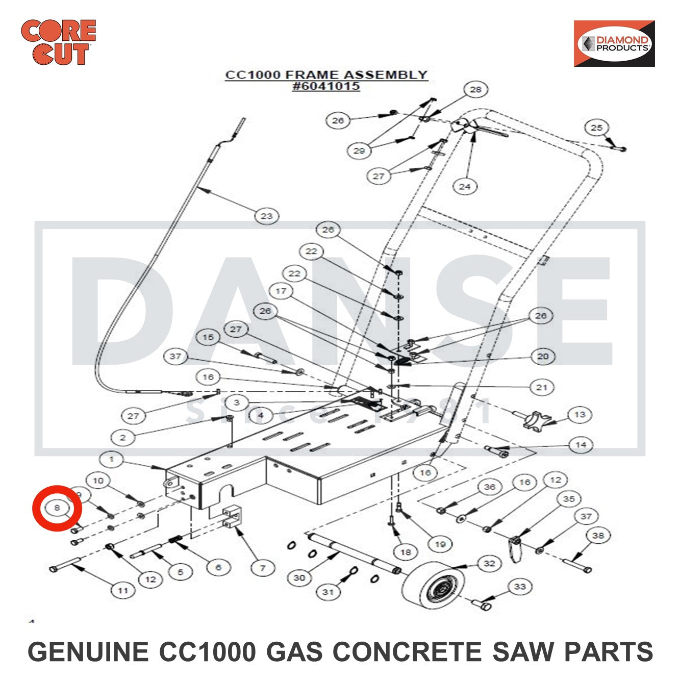 2900019 Cap Screw, Hex Hd., 5/16-18 x 3/4" CC1006 Concrete Saw Core Cut by Diamond Products