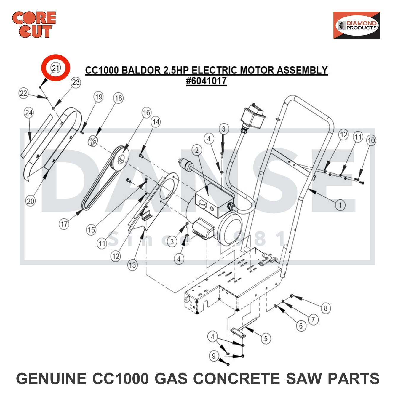 2900021 Tap Screw, Pan Hd., #10-24 x 3/8" for CC1000 Concrete Saw Core Cut by Diamond Products