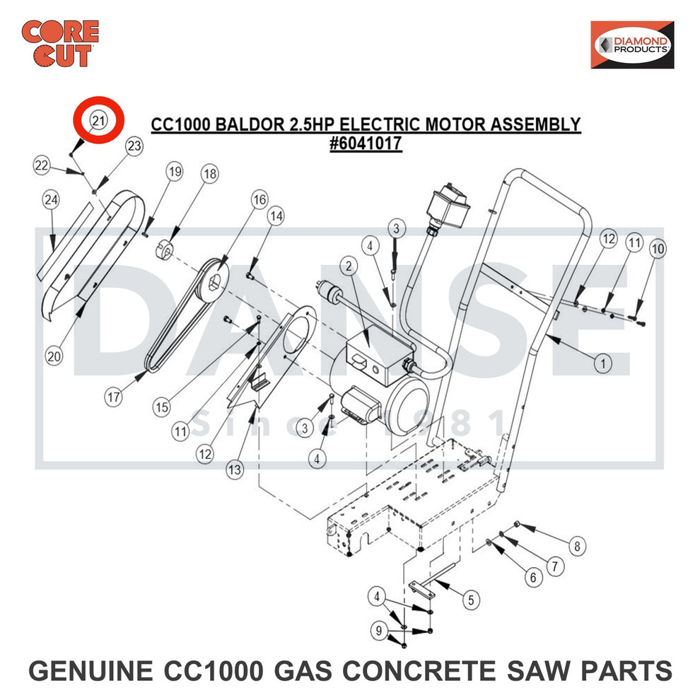 2900021 Tap Screw, Pan Hd., #10-24 x 3/8" for CC1000 Concrete Saw Core Cut by Diamond Products