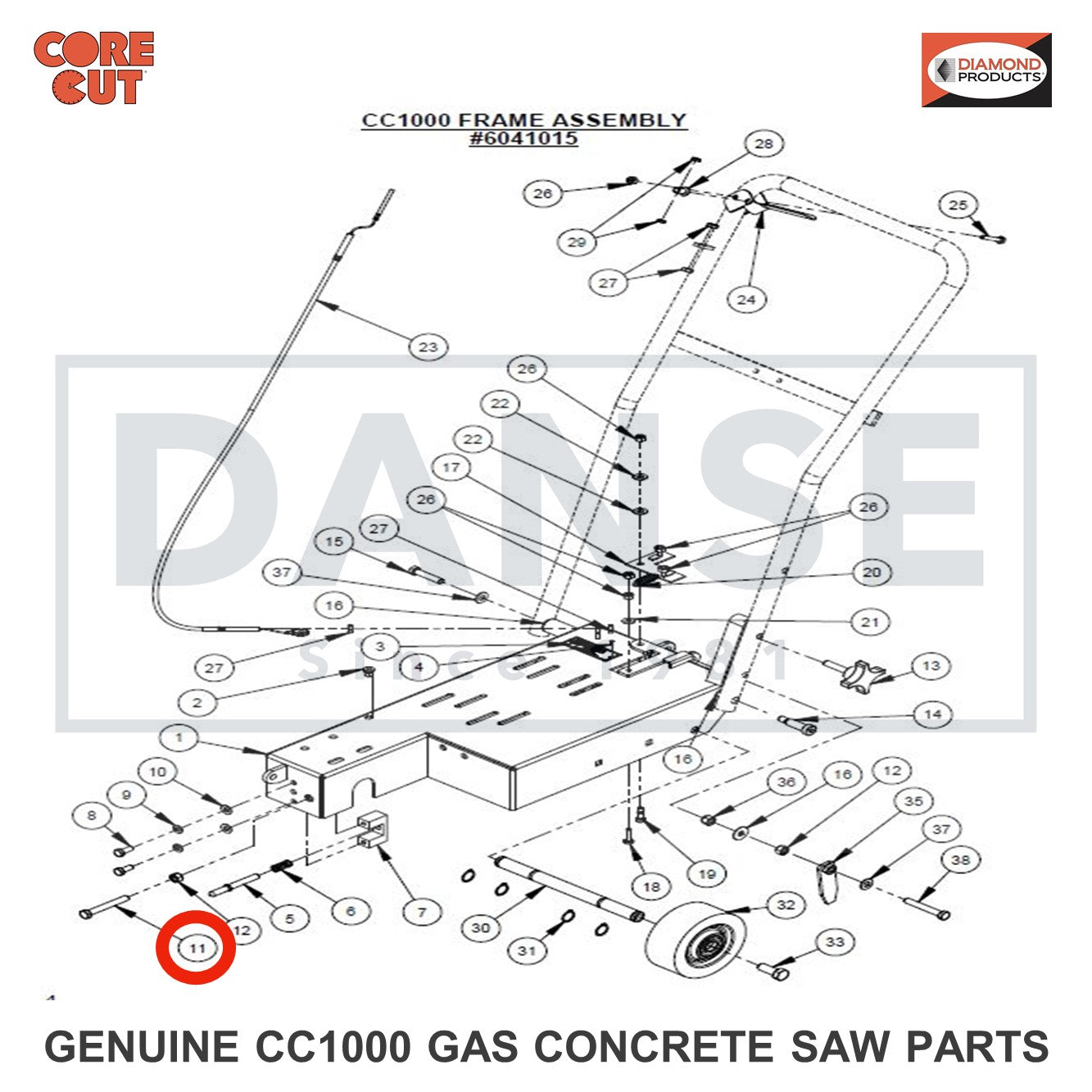 2900028 Cap Screw, Hex Hd., 3/8-16 x 2-3/4" CC1009 Concrete Saw Core Cut by Diamond Products