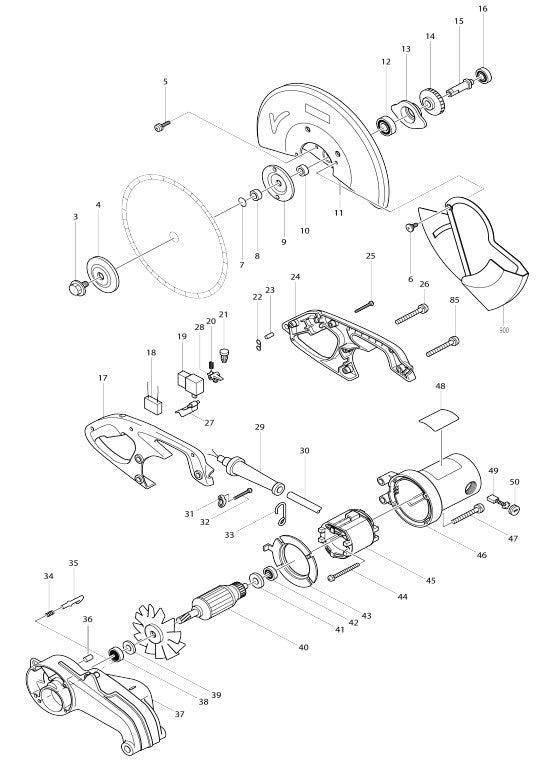 2414B Portable Cut-Off 355MM Assembly Parts For Chop Saw By Makita