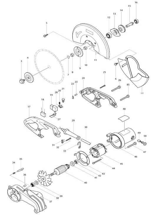 2414B Portable Cut-Off 355MM Assembly Parts For Chop Saw By Makita