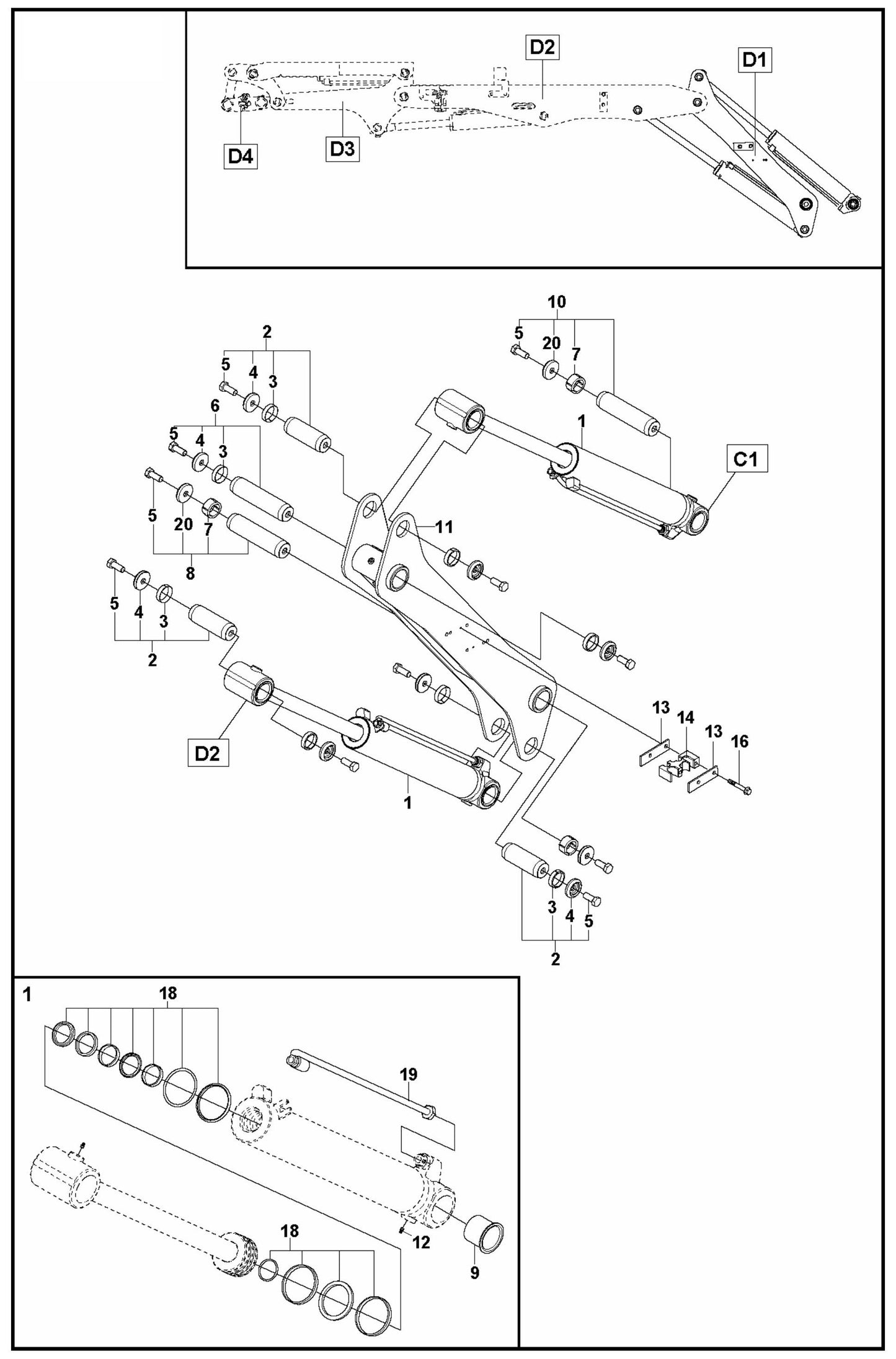 DXR 305 Arm One Assembly Parts