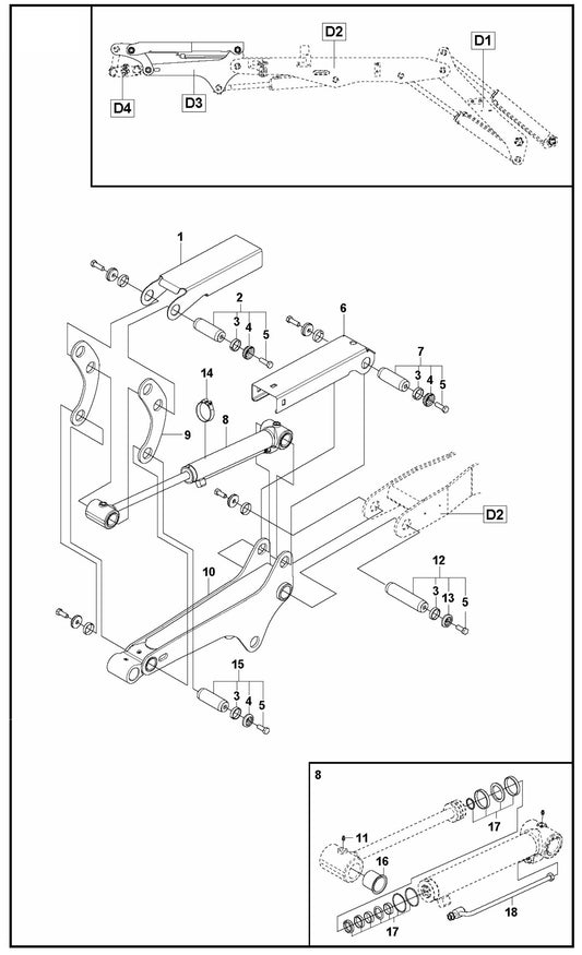 DXR 305 Arm Three Assembly Parts