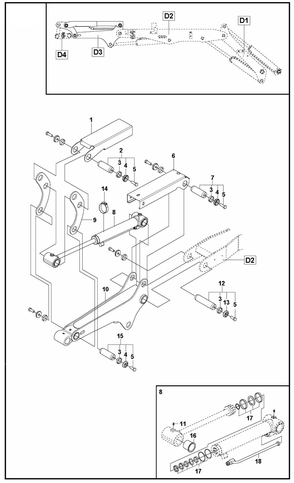 DXR 305 Arm Three Assembly Parts