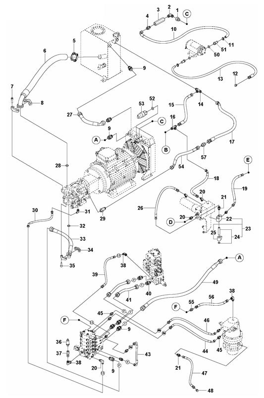 DXR 305 Hydraulic Hoses Power Pack Assembly Parts