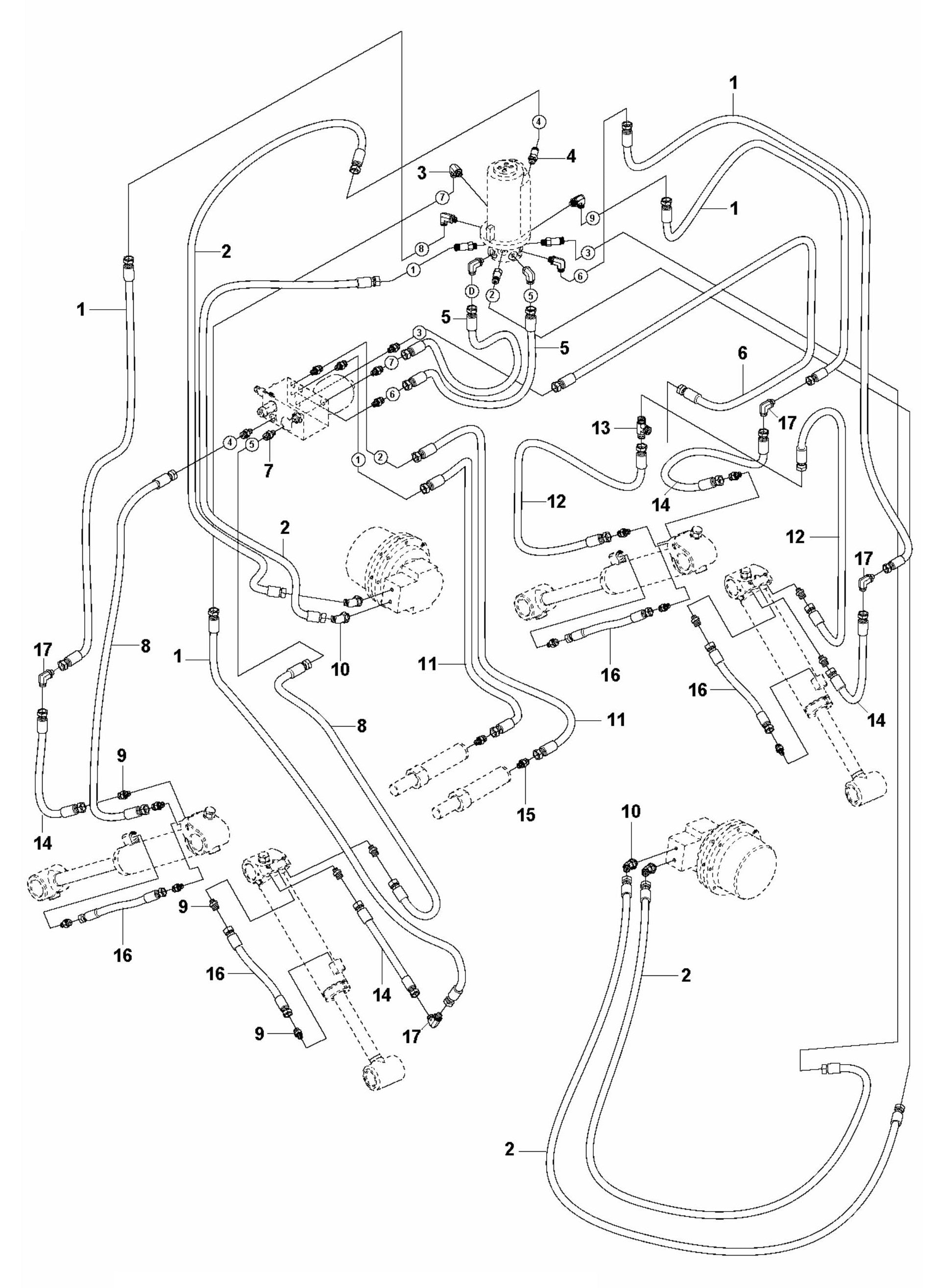 DXR 305 Hydraulic Hoses Tracks and Support Legs Assembly Parts