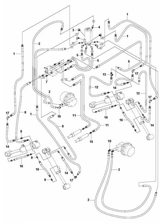 DXR 305 Hydraulic Hoses Tracks and Support Legs Assembly Parts