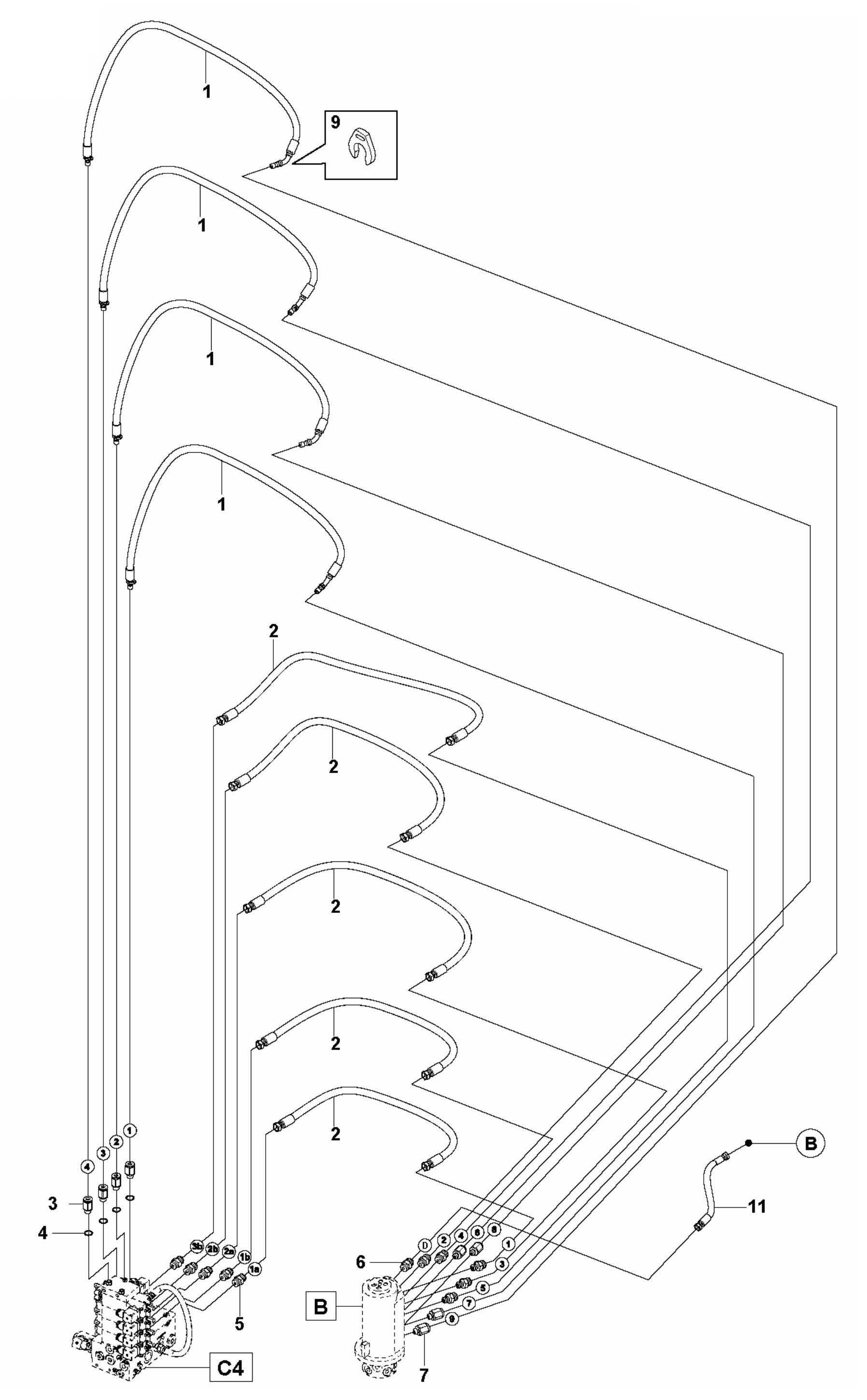 DXR 305 Hydraulic Hoses Swivel Assembly Parts
