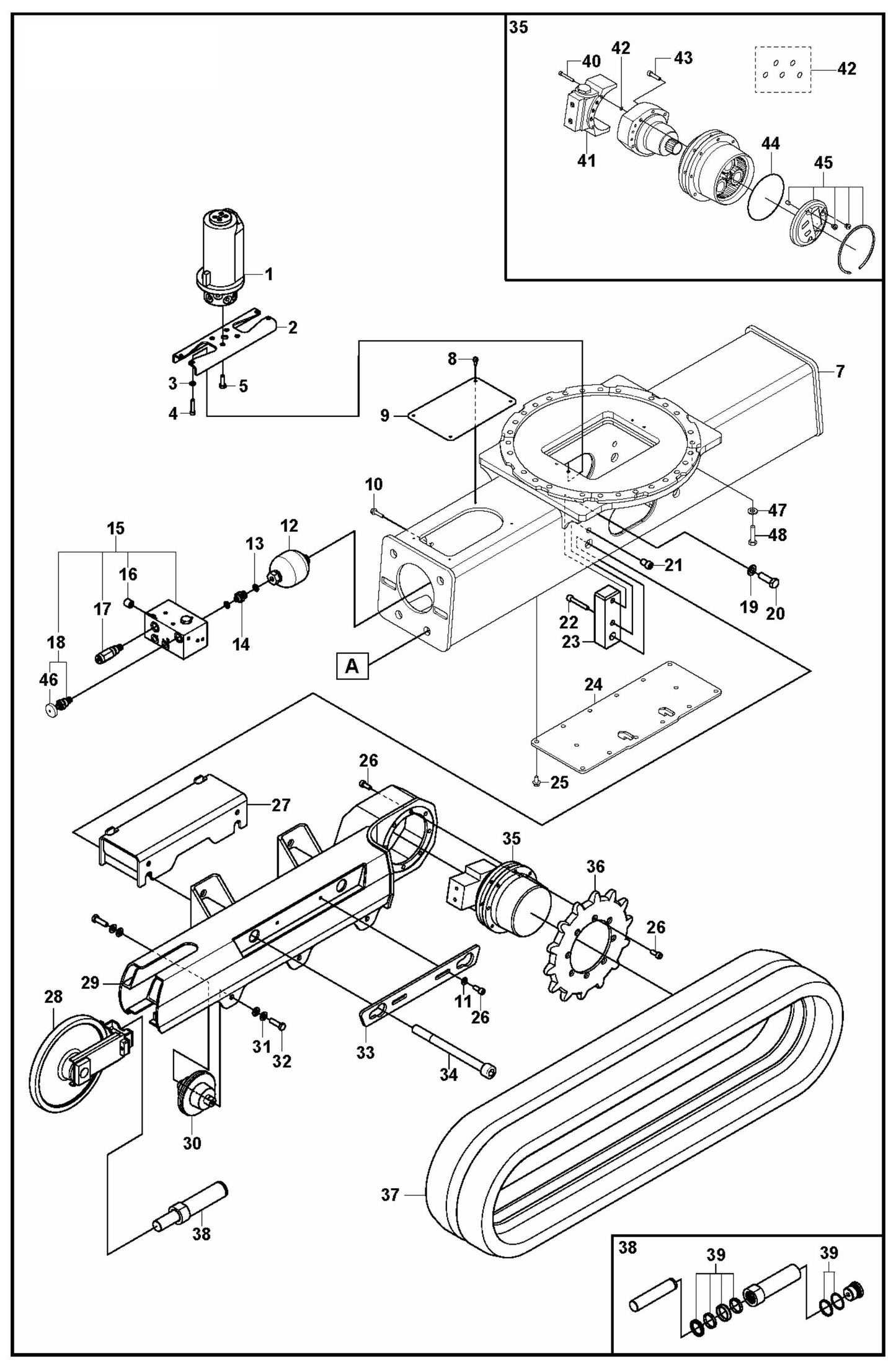 DXR 305 Track System Assembly Parts
