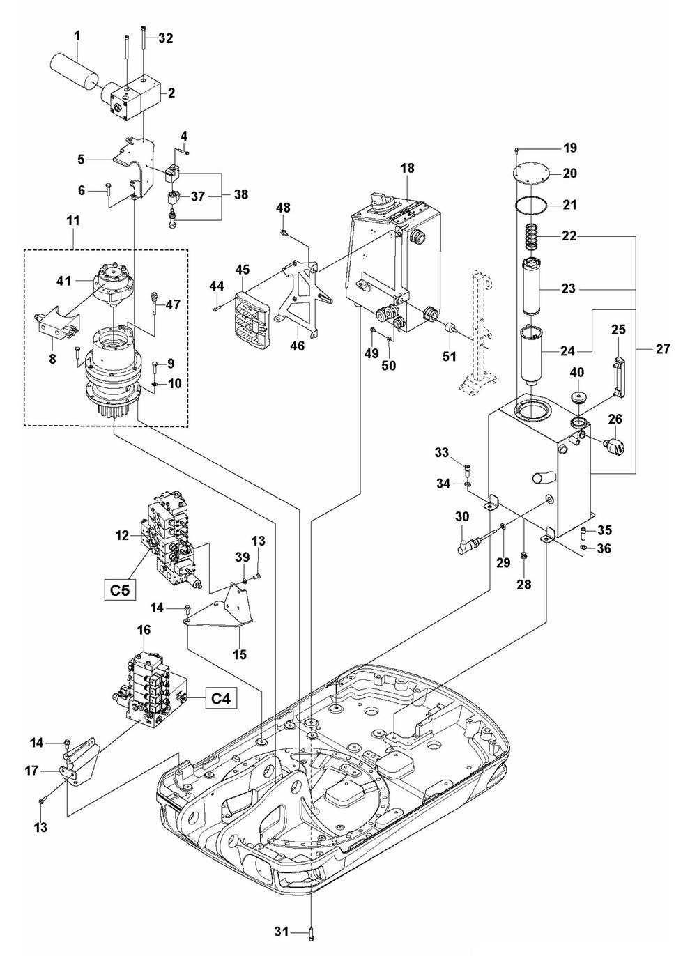 DXR 305 Hydraulic Frame Assembly Parts