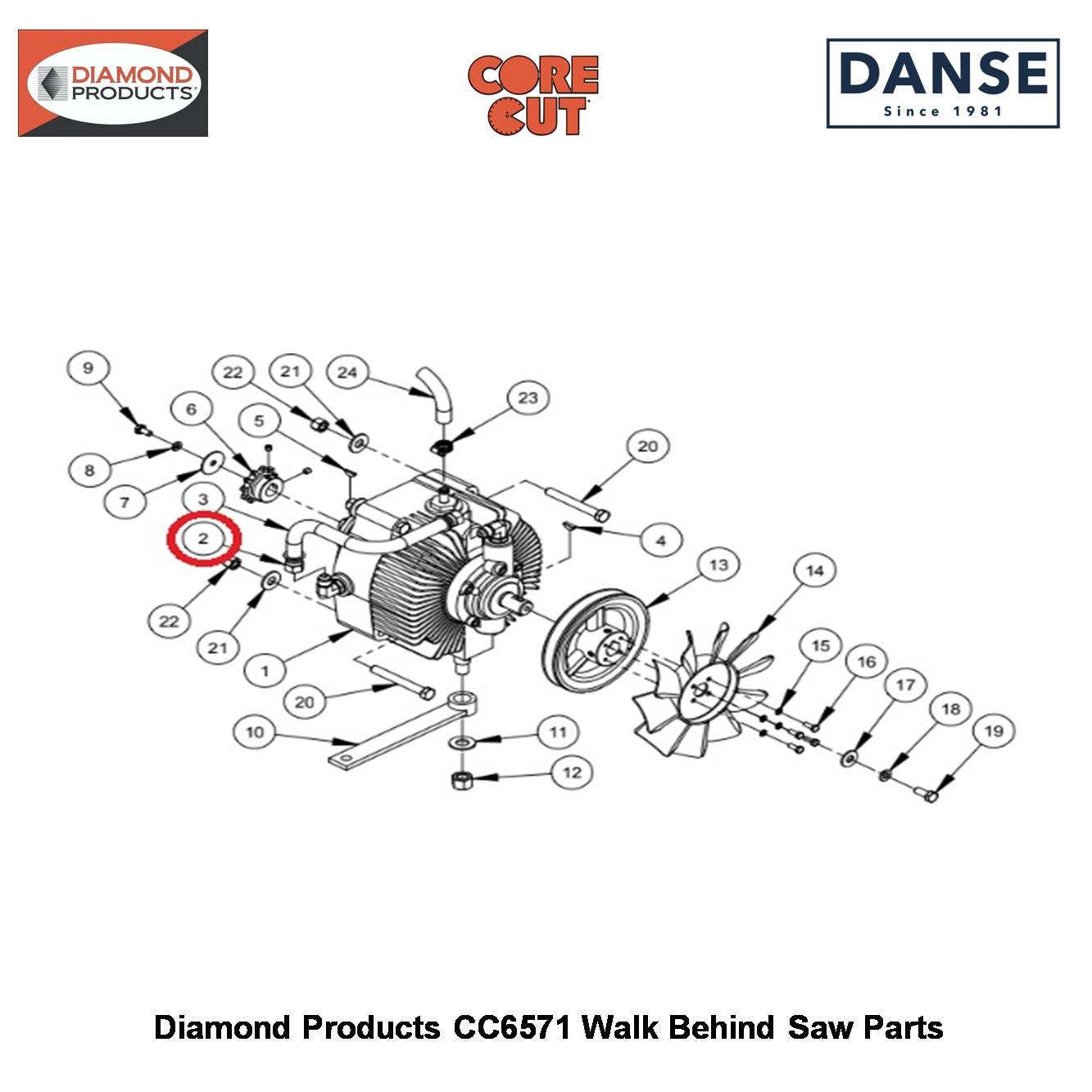 3/8"F.JIC To 3/8"PUSHLOK 3200046 Fits Core Cut CC6571 Walk Behind Saw By Diamond Products