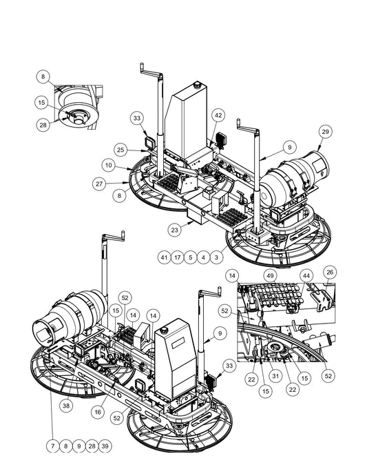 RP245 Polishing Trowels Lower Unit Assembly-2 Parts by Allen Engineering