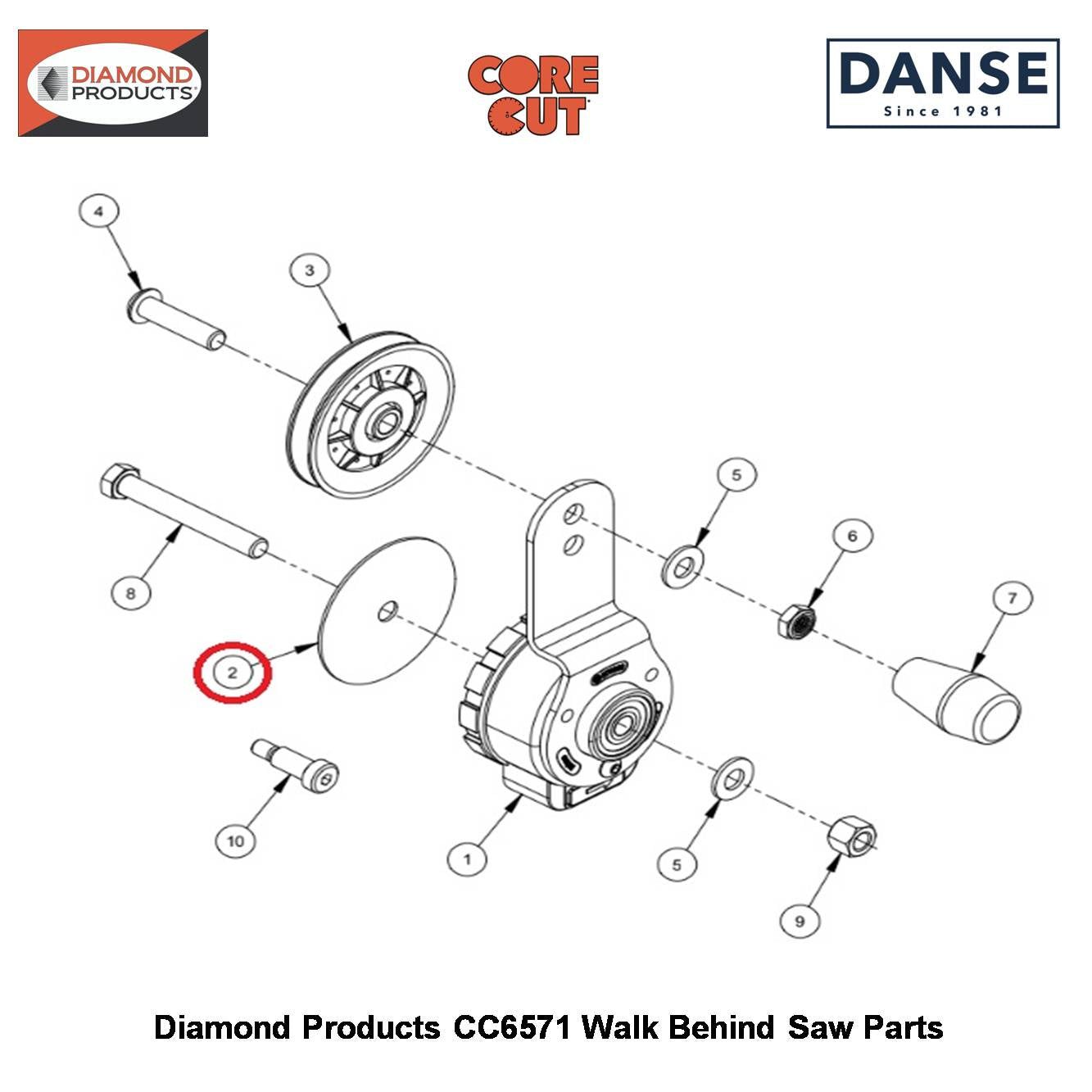 Rotary Tensioner Shim (CC6571 Saw) 6019067 Fits Core Cut CC6571 Walk Behind Saw By Diamond Products