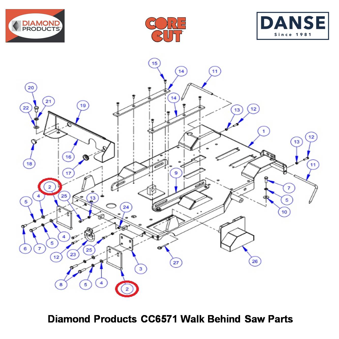 Skid Plate (CC6571) 6010681 Fits Core Cut CC6571 Walk Behind Saw By Diamond Products