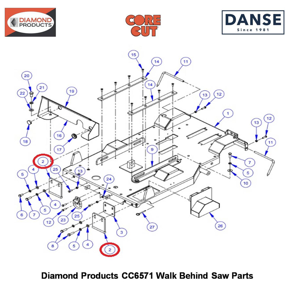 Skid Plate (CC6571) 6010681 Fits Core Cut CC6571 Walk Behind Saw By Diamond Products