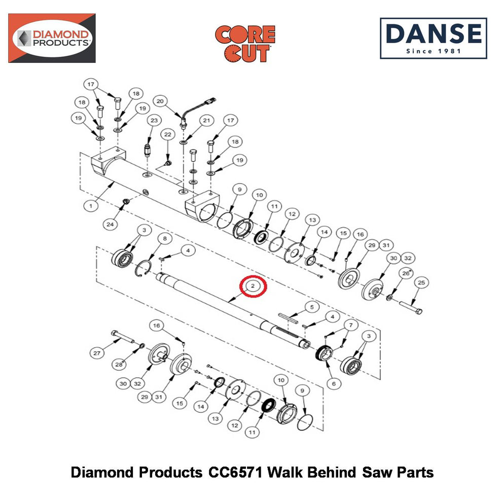 10797 1 1 Blade Shaft 6010797 Fits Core Cut CC6571 Walk Behind Saw By Diamond Products
