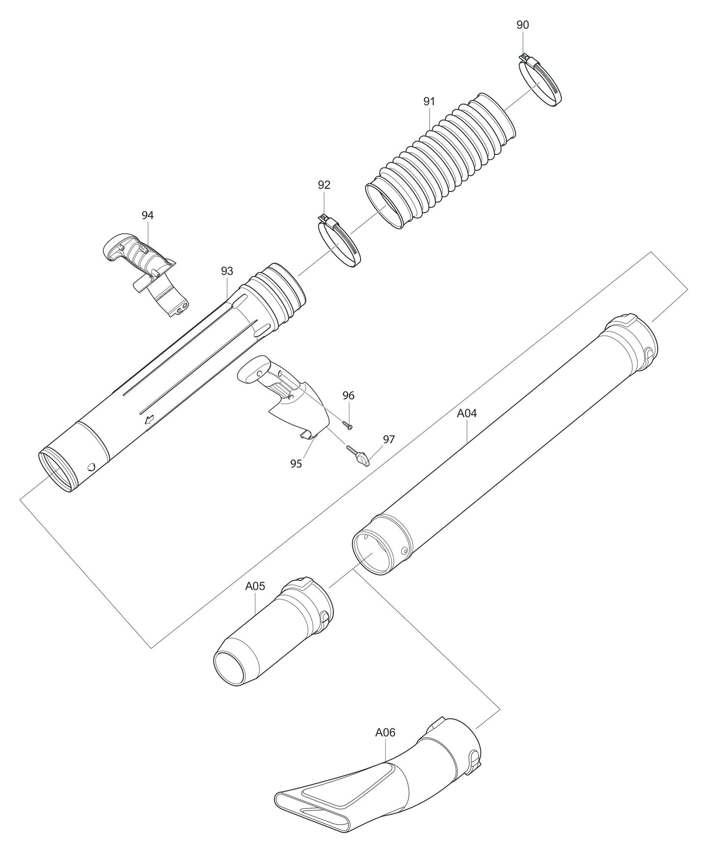 EB5300WH Tube Assembly Parts