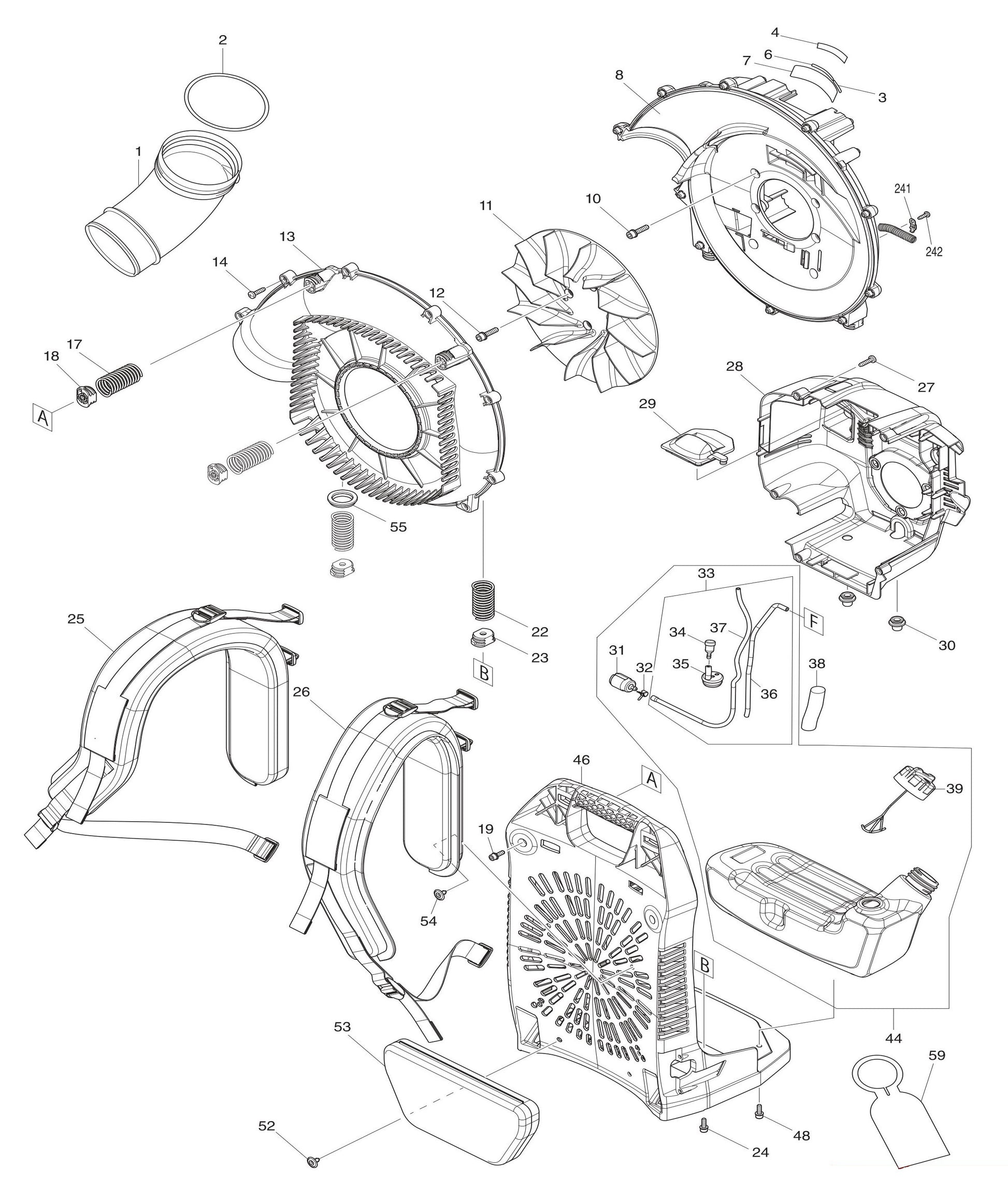 EB5300WH Fuel Tank, Engine Cover Assembly Parts