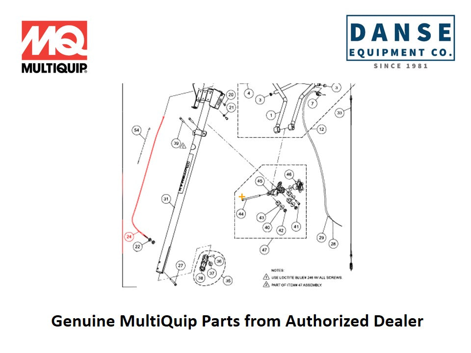 30158 Cable, Control For PRO46-Series Whiteman Walk-Behind Power Trowels By Multiquip